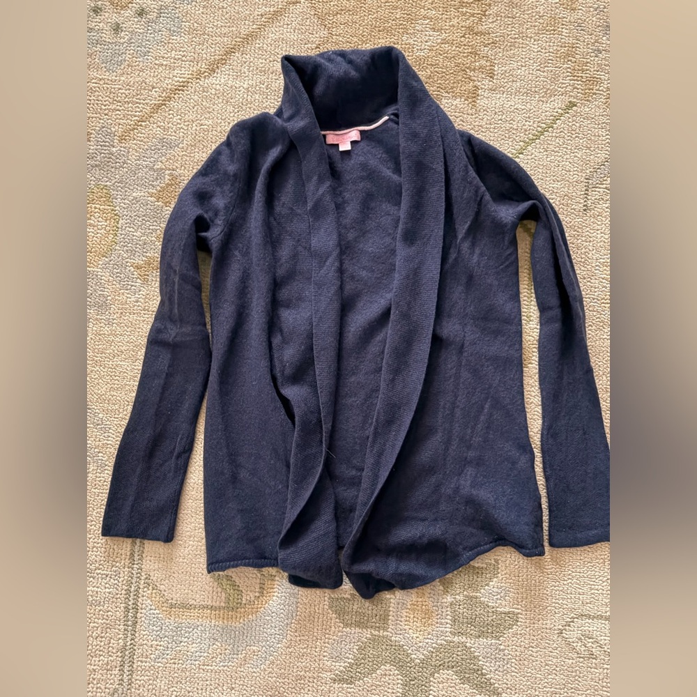 Lilly Pulitzer Navy Blue Open Front Cashmere Sweater